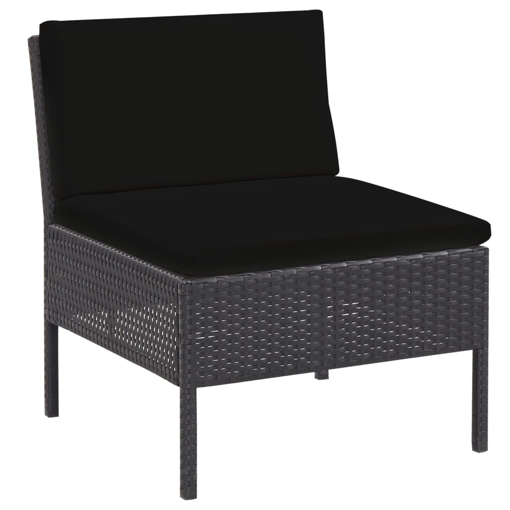5-delige Loungeset met kussens poly rattan zwart is nu te koop bij PeponiXL, paradijselijk wonen!
