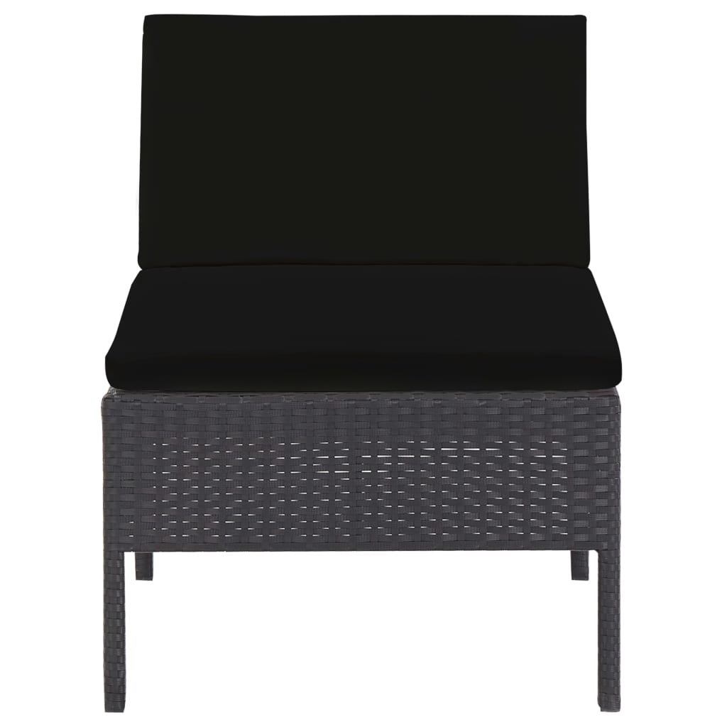 5-delige Loungeset met kussens poly rattan zwart is nu te koop bij PeponiXL, paradijselijk wonen!