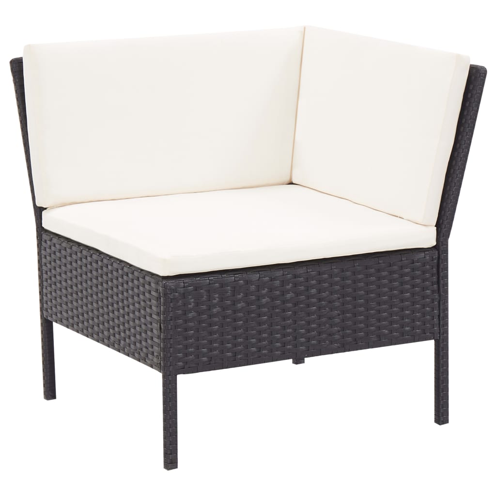 3-delige Loungeset met kussens poly rattan zwart is nu te koop bij PeponiXL, paradijselijk wonen!