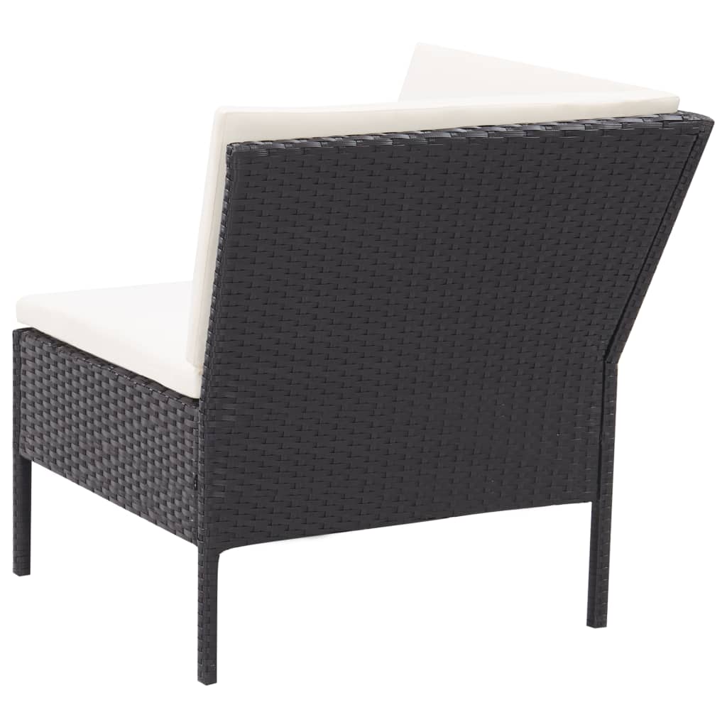 3-delige Loungeset met kussens poly rattan zwart is nu te koop bij PeponiXL, paradijselijk wonen!