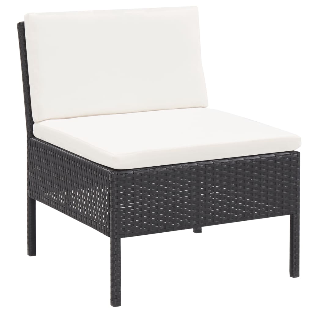 3-delige Loungeset met kussens poly rattan zwart is nu te koop bij PeponiXL, paradijselijk wonen!
