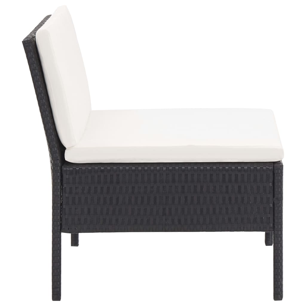 3-delige Loungeset met kussens poly rattan zwart is nu te koop bij PeponiXL, paradijselijk wonen!