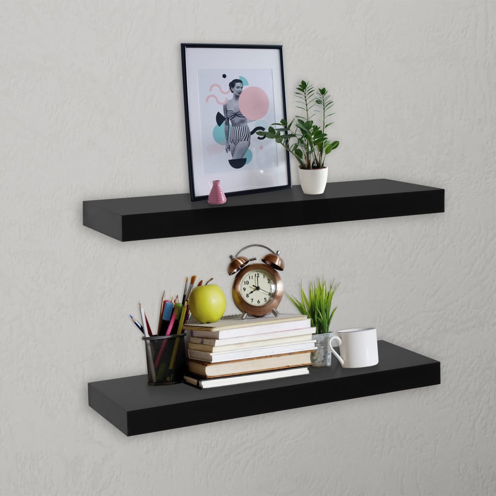 Wandplanken zwevend 2 st 40x20x3,8 cm zwart is nu te koop bij PeponiXL, paradijselijk wonen!