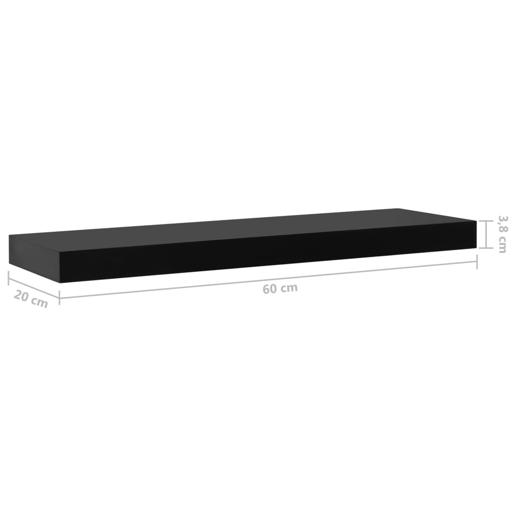 Wandschappen zwevend 2 st 60x20x3,8 cm zwart is nu te koop bij PeponiXL, paradijselijk wonen!