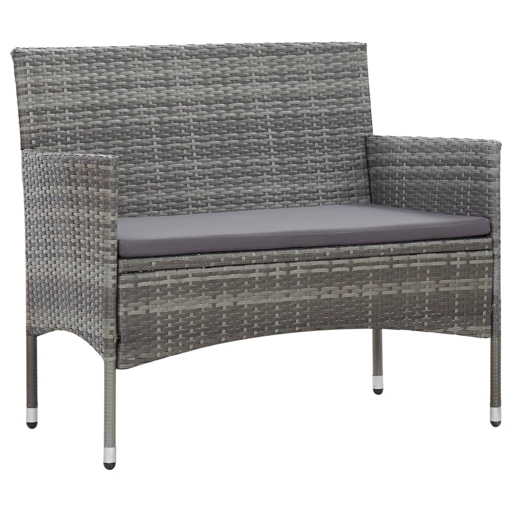 4-delige Loungeset met kussens poly rattan grijs is nu te koop bij PeponiXL, paradijselijk wonen!