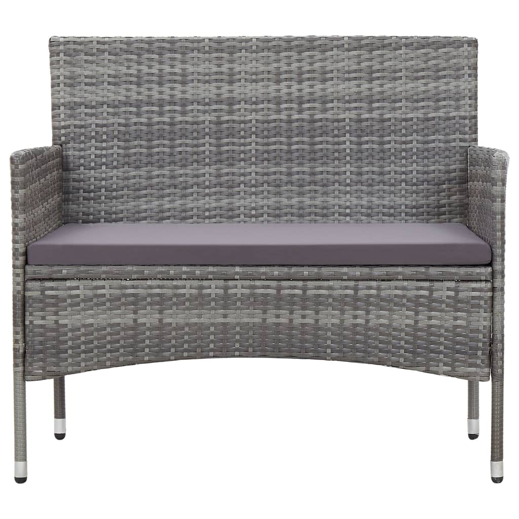4-delige Loungeset met kussens poly rattan grijs is nu te koop bij PeponiXL, paradijselijk wonen!