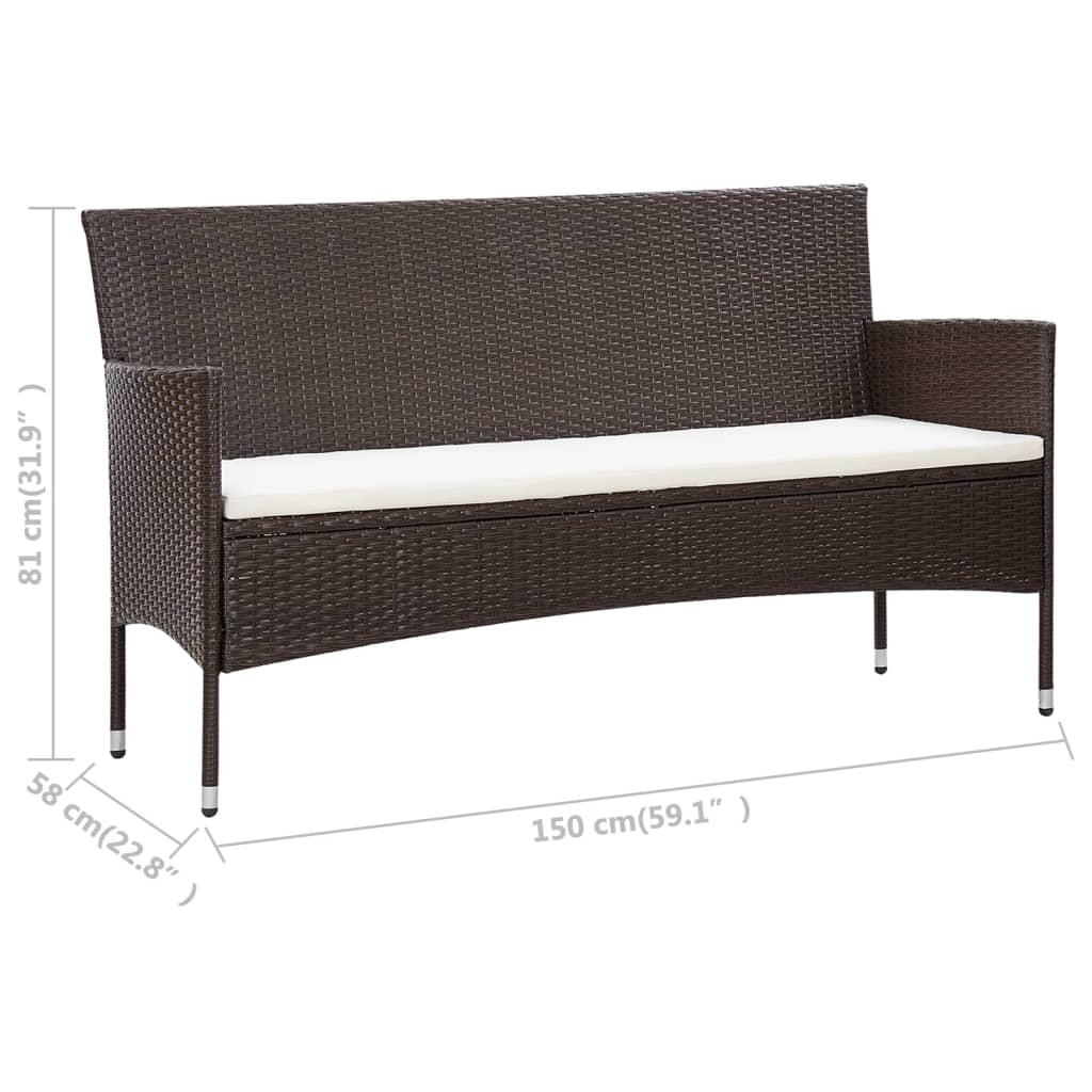 5-delige Loungeset met kussens poly rattan bruin is nu te koop bij PeponiXL, paradijselijk wonen!