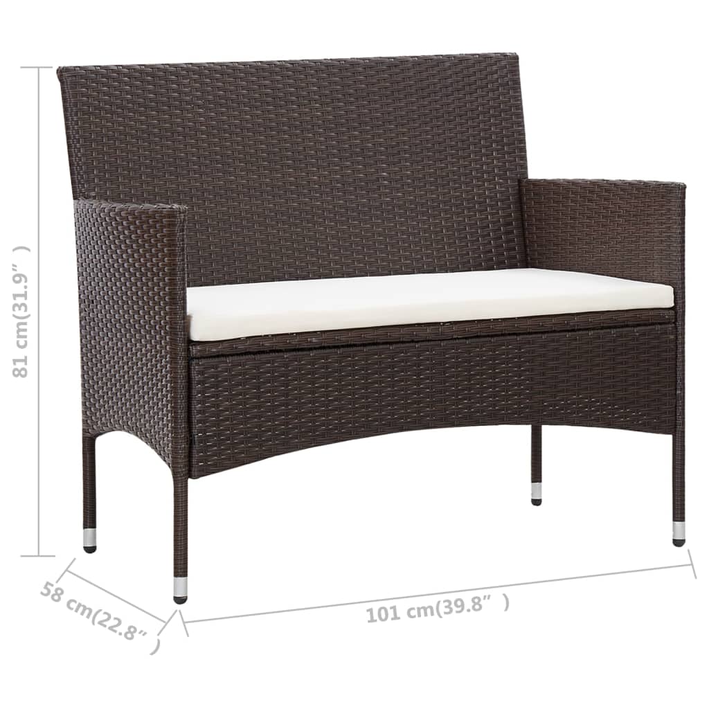 5-delige Loungeset met kussens poly rattan bruin is nu te koop bij PeponiXL, paradijselijk wonen!