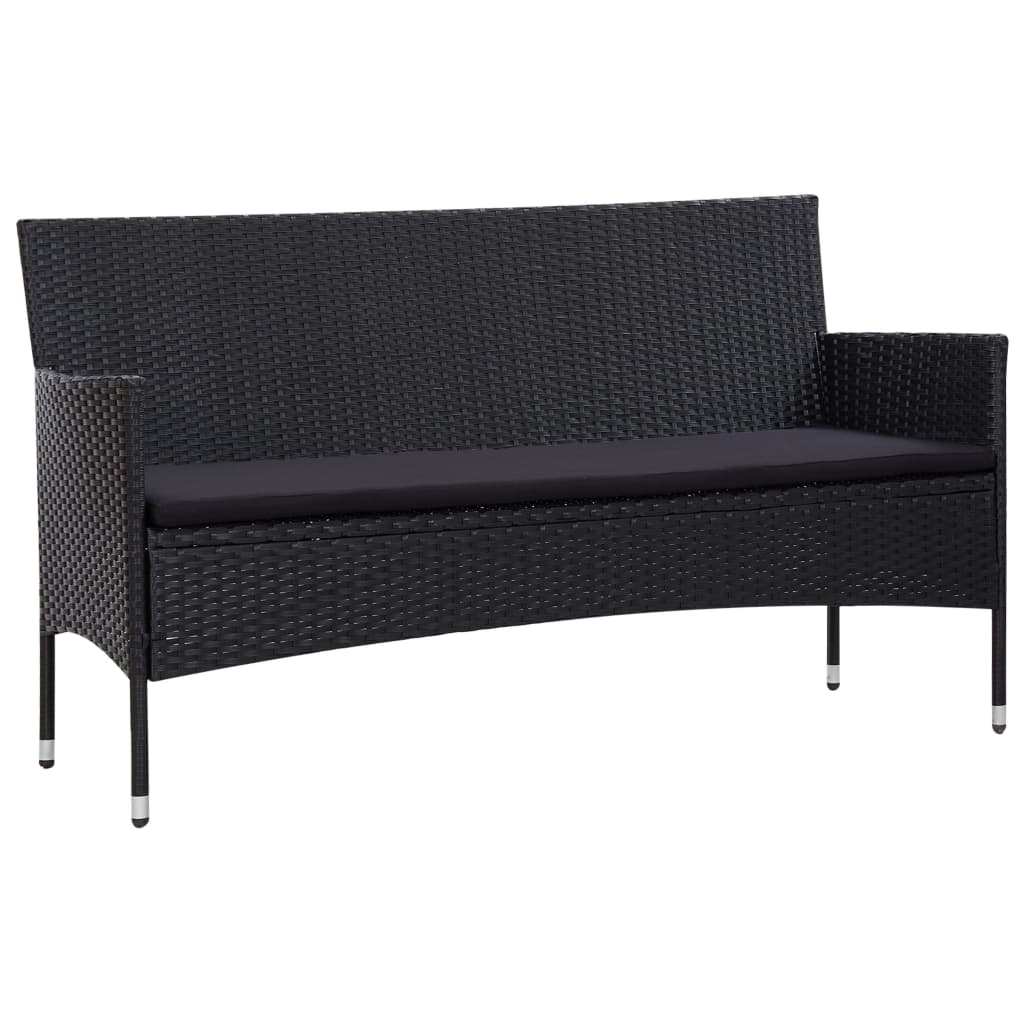 5-delige Loungeset met kussens poly rattan zwart is nu te koop bij PeponiXL, paradijselijk wonen!