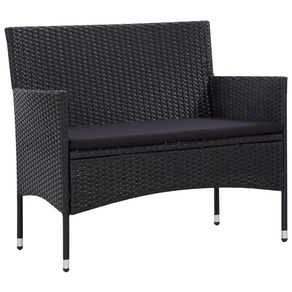 5-delige Loungeset met kussens poly rattan zwart is nu te koop bij PeponiXL, paradijselijk wonen!