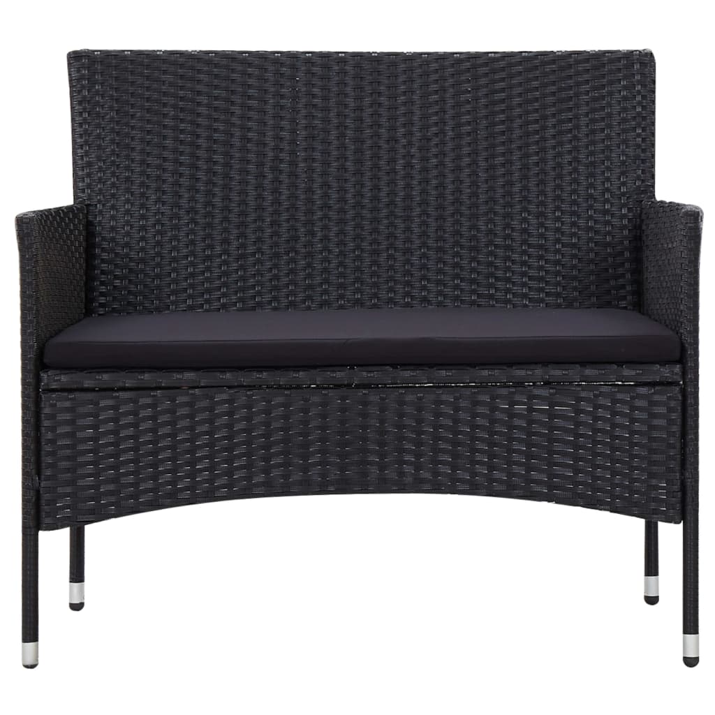 5-delige Loungeset met kussens poly rattan zwart is nu te koop bij PeponiXL, paradijselijk wonen!