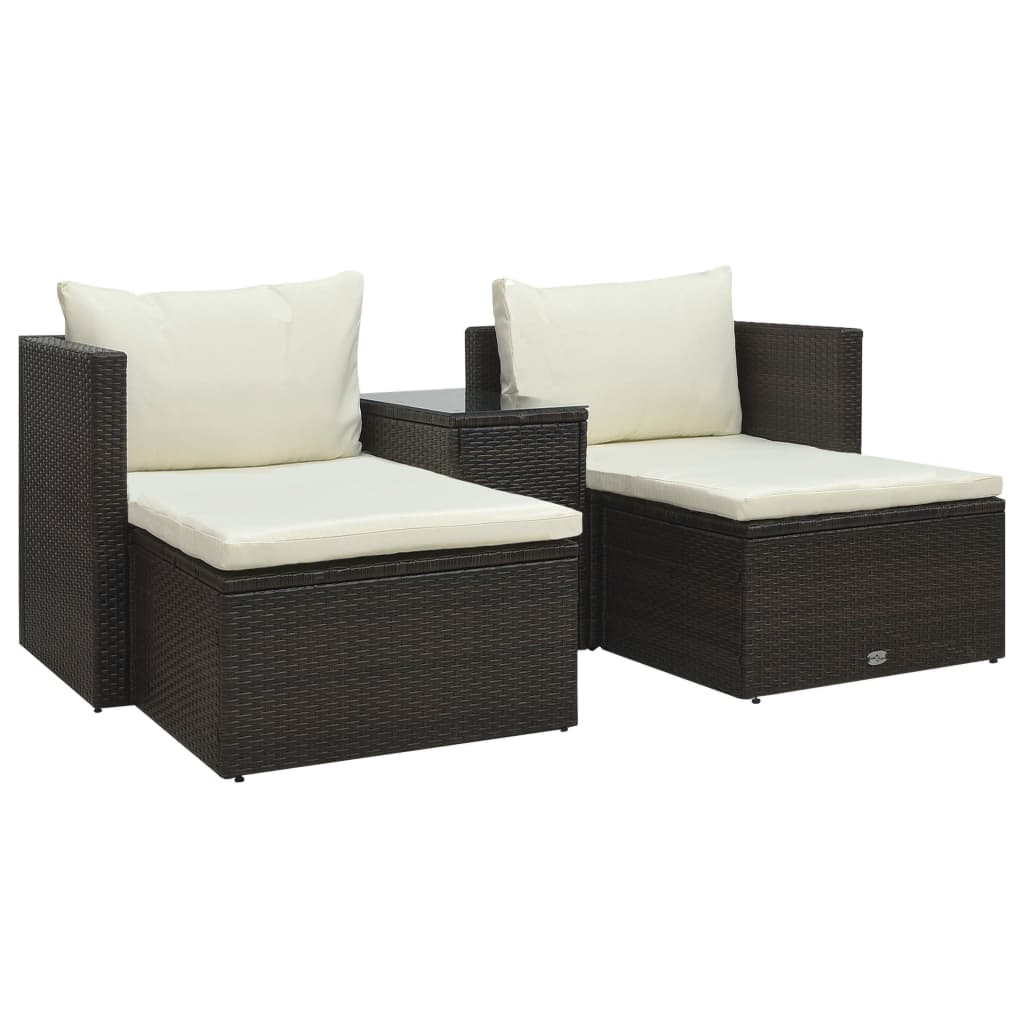 5-delige Loungeset met kussens poly rattan bruin is nu te koop bij PeponiXL, paradijselijk wonen!