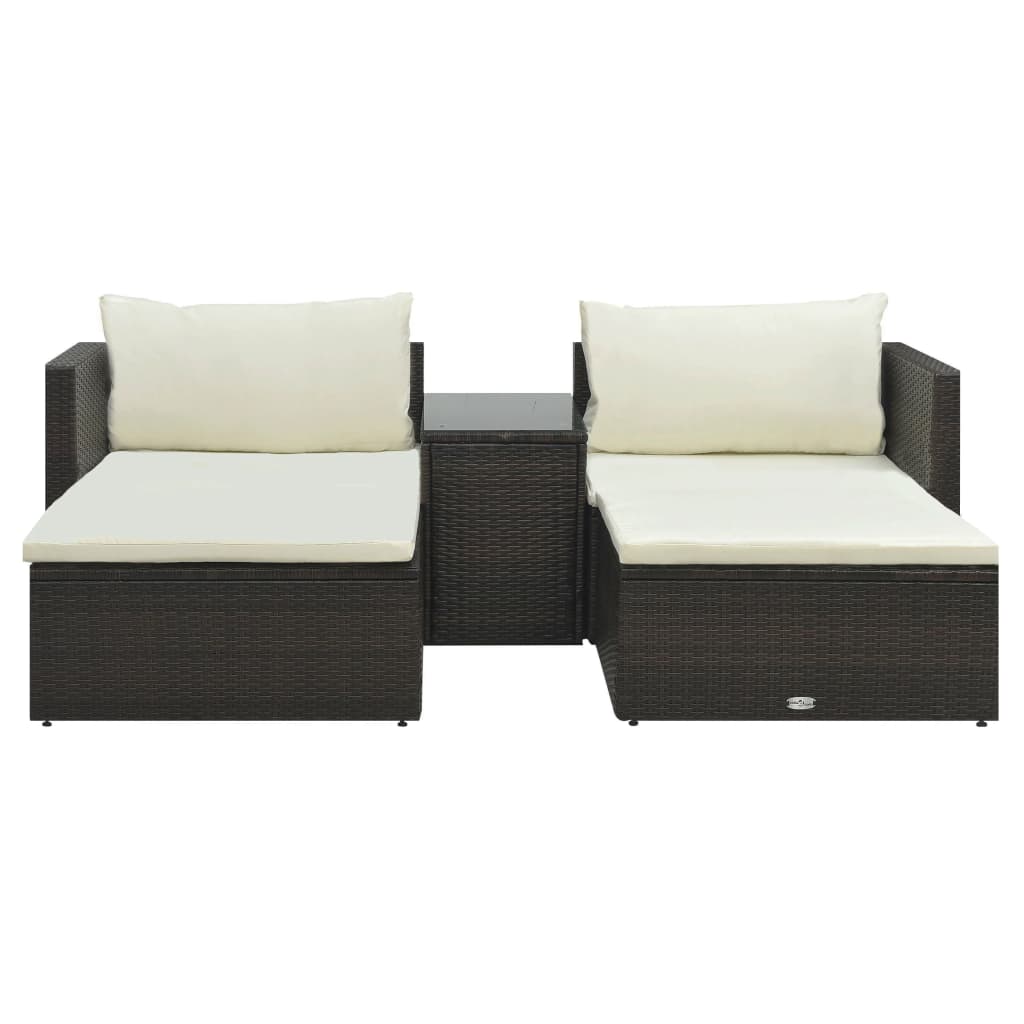 5-delige Loungeset met kussens poly rattan bruin is nu te koop bij PeponiXL, paradijselijk wonen!