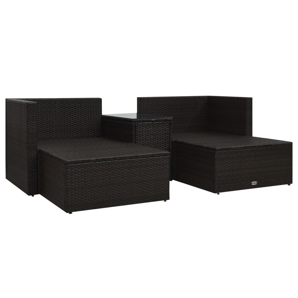 5-delige Loungeset met kussens poly rattan bruin is nu te koop bij PeponiXL, paradijselijk wonen!