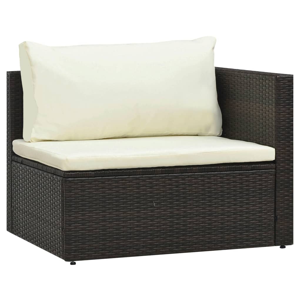 5-delige Loungeset met kussens poly rattan bruin is nu te koop bij PeponiXL, paradijselijk wonen!