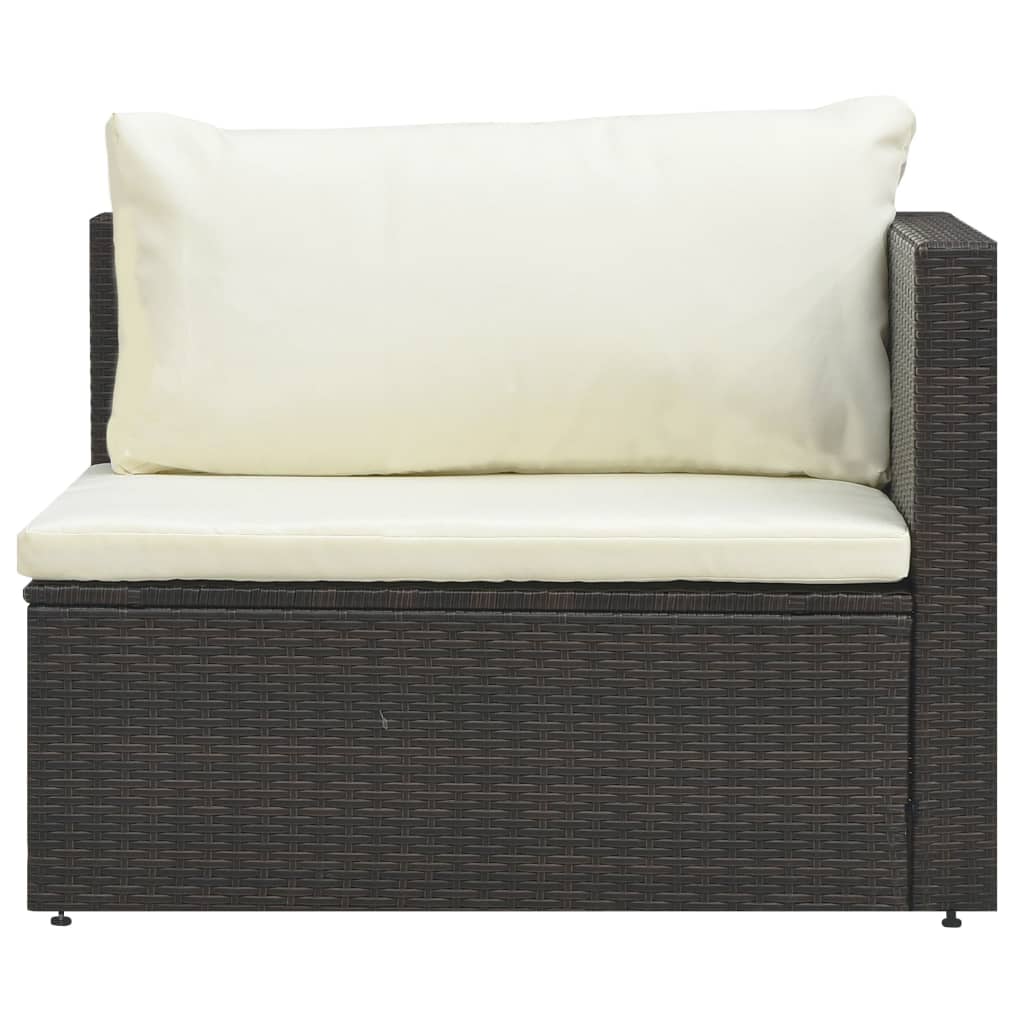 5-delige Loungeset met kussens poly rattan bruin is nu te koop bij PeponiXL, paradijselijk wonen!