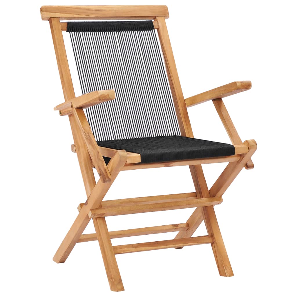 Tuinstoelen inklapbaar 2 st massief teakhout en touw is nu te koop bij PeponiXL, paradijselijk wonen!