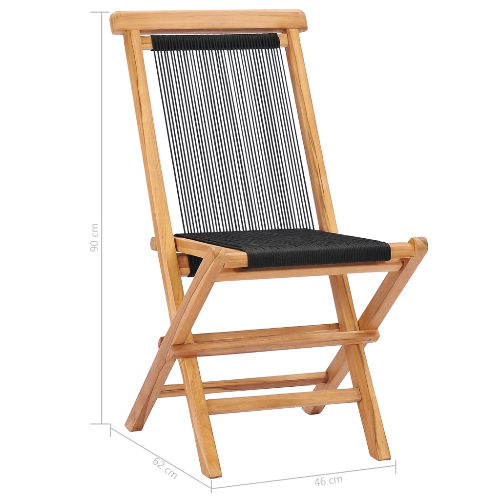 Tuinstoelen inklapbaar 2 st massief teakhout en touw is nu te koop bij PeponiXL, paradijselijk wonen!
