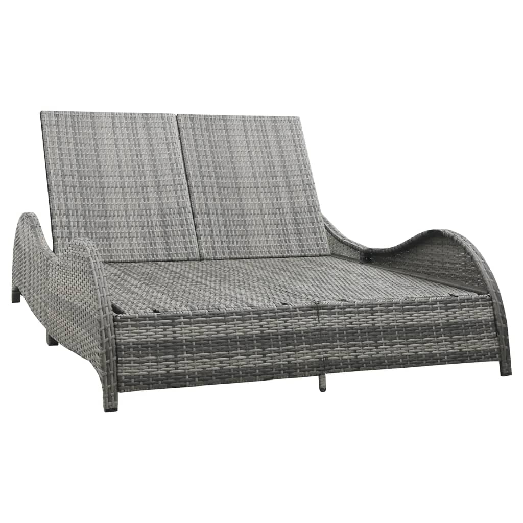 Ligbed tweepersoons met kussen poly rattan antraciet is nu te koop bij PeponiXL, paradijselijk wonen!