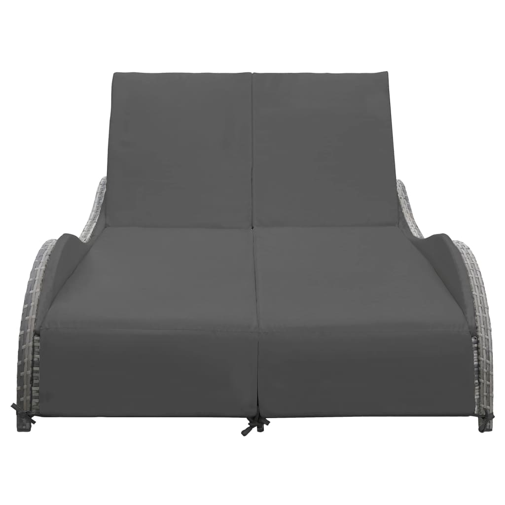 Ligbed tweepersoons met kussen poly rattan antraciet is nu te koop bij PeponiXL, paradijselijk wonen!