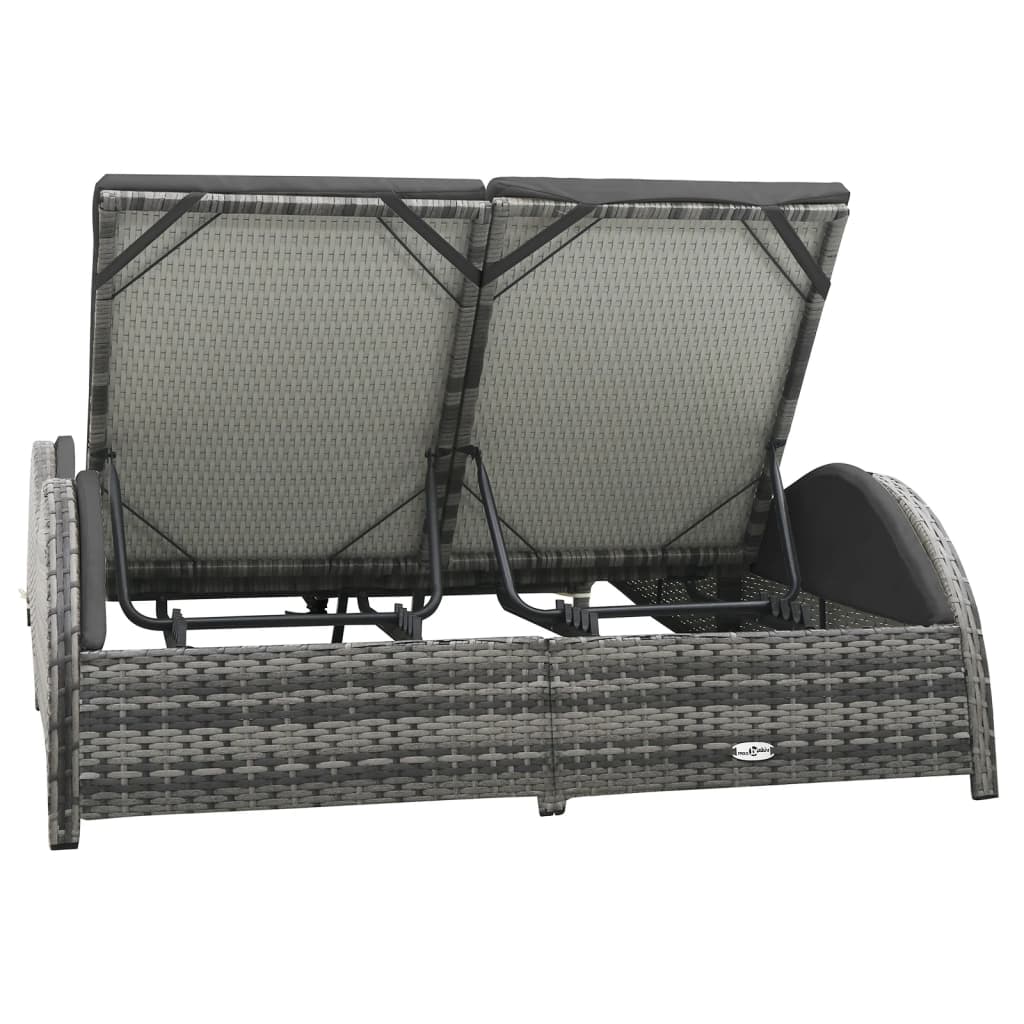Ligbed tweepersoons met kussen poly rattan antraciet is nu te koop bij PeponiXL, paradijselijk wonen!