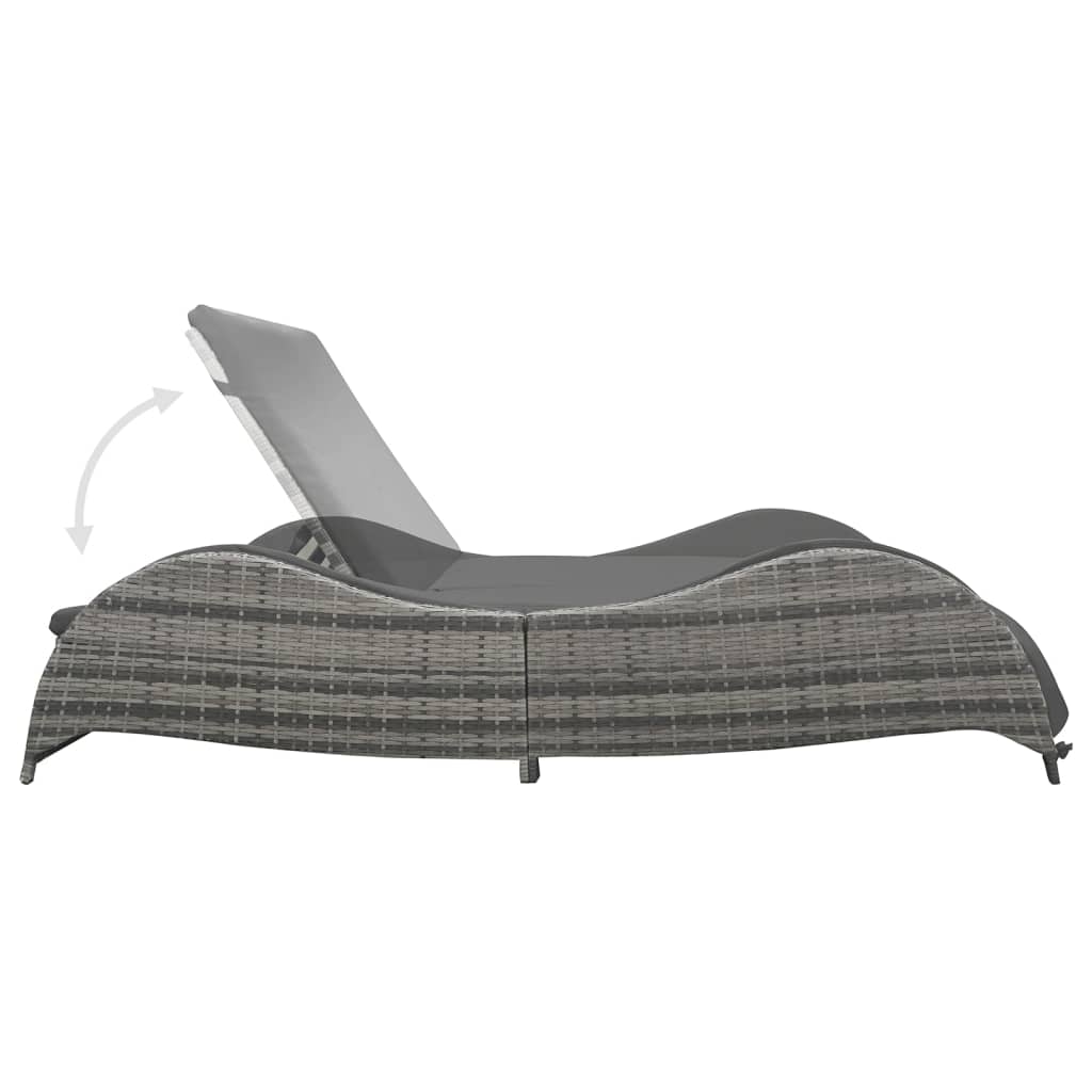Ligbed tweepersoons met kussen poly rattan antraciet is nu te koop bij PeponiXL, paradijselijk wonen!