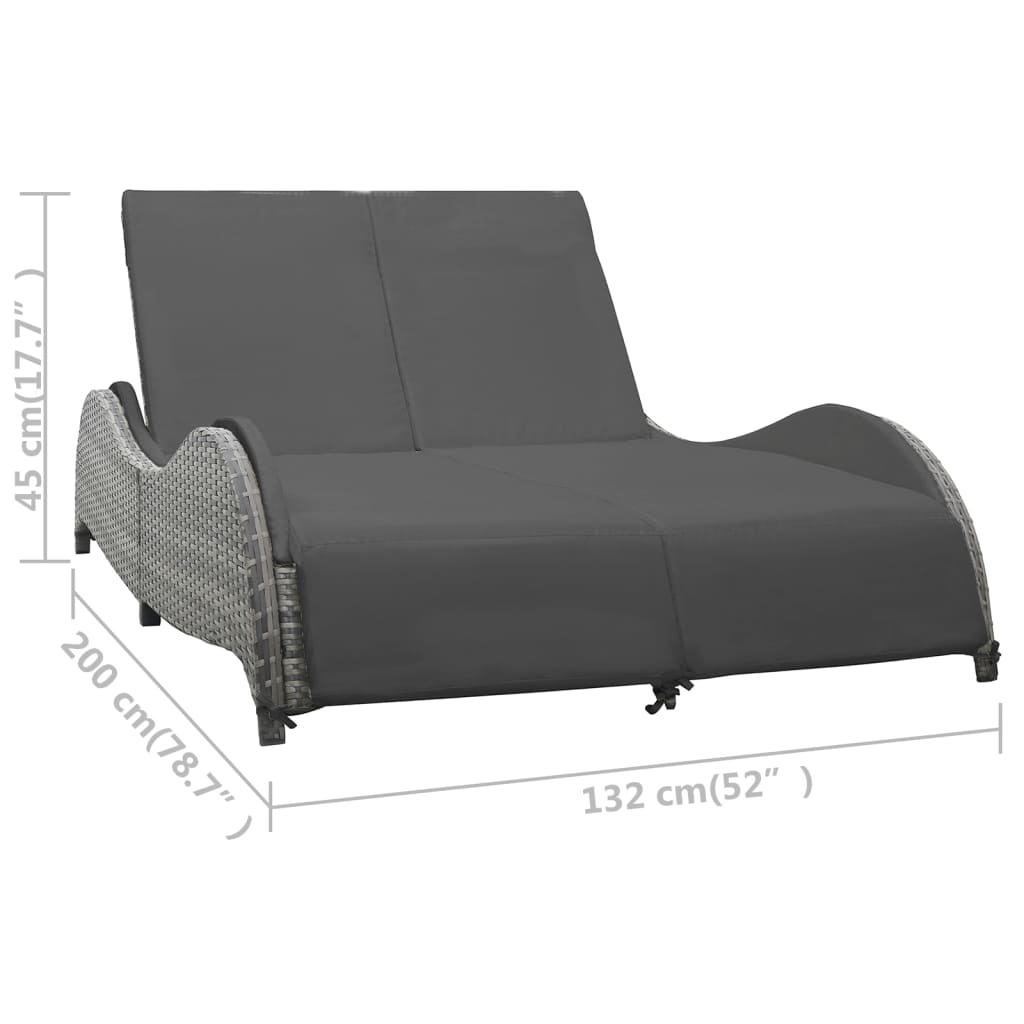 Ligbed tweepersoons met kussen poly rattan antraciet is nu te koop bij PeponiXL, paradijselijk wonen!