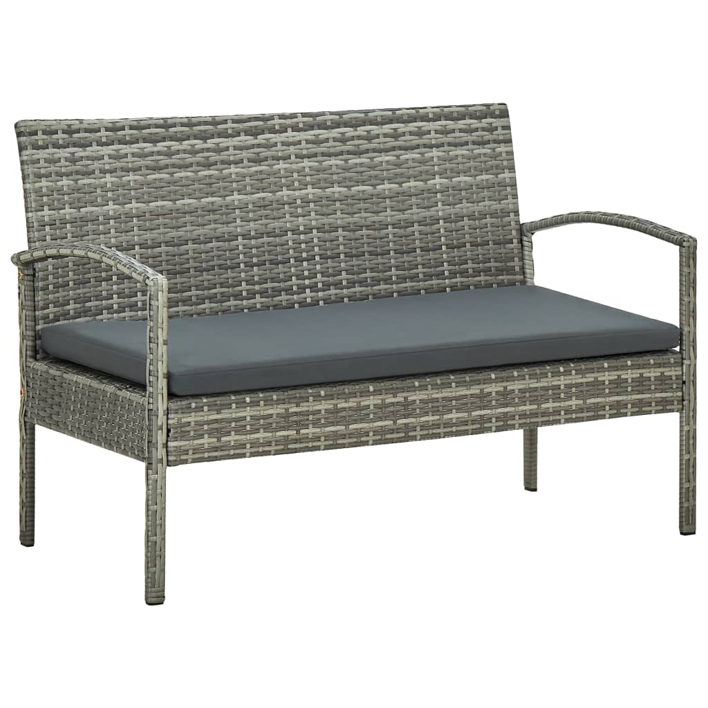 4-delige Loungeset met kussens poly rattan grijs is nu te koop bij PeponiXL, paradijselijk wonen!