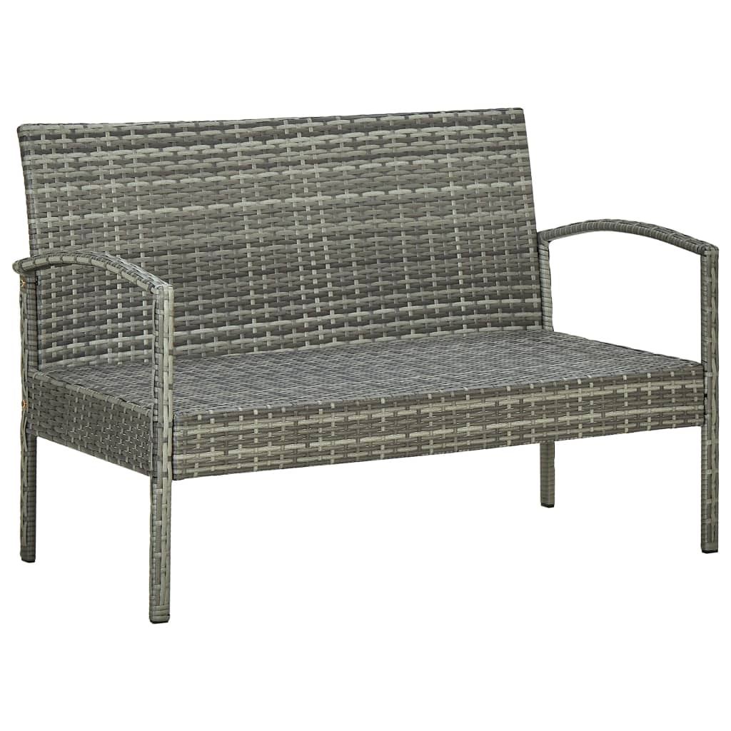 4-delige Loungeset met kussens poly rattan grijs is nu te koop bij PeponiXL, paradijselijk wonen!