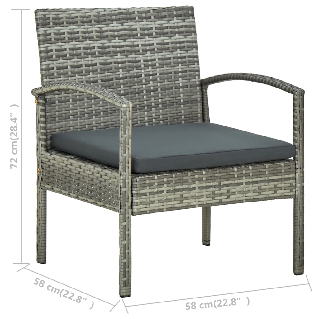 4-delige Loungeset met kussens poly rattan grijs is nu te koop bij PeponiXL, paradijselijk wonen!