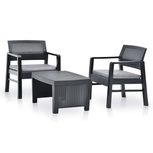 3-delige Loungeset kunststof antraciet is nu te koop bij PeponiXL, paradijselijk wonen!