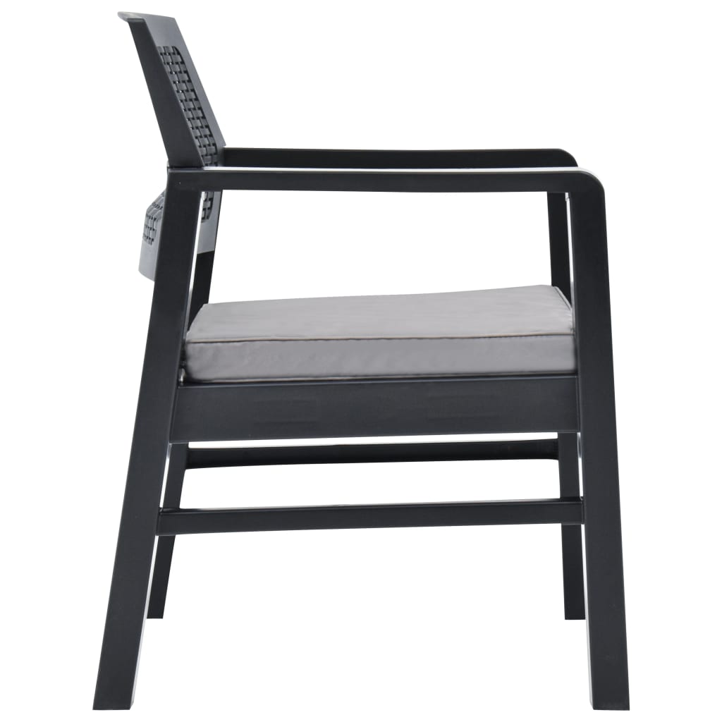 3-delige Loungeset kunststof antraciet is nu te koop bij PeponiXL, paradijselijk wonen!