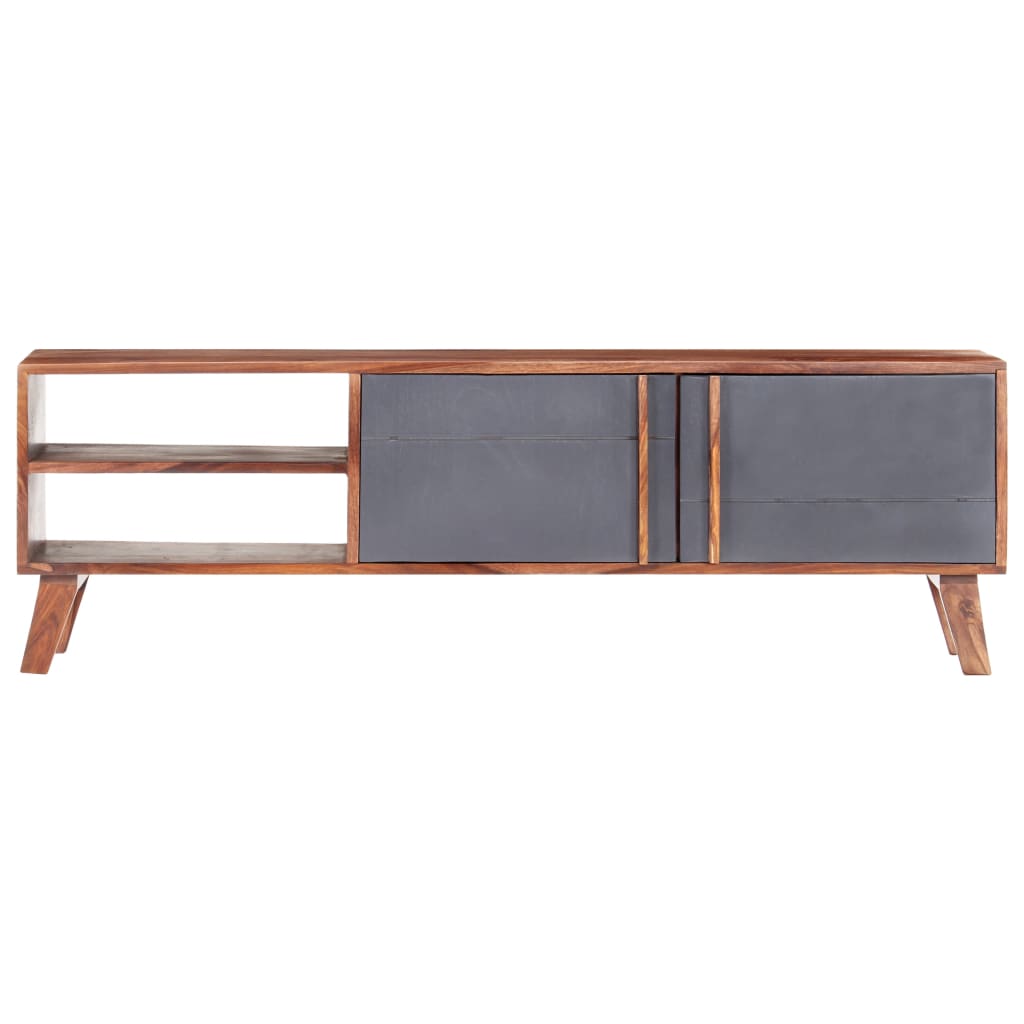 Tv-meubel 140x30x45 cm massief hout grijs is nu te koop bij PeponiXL, paradijselijk wonen!