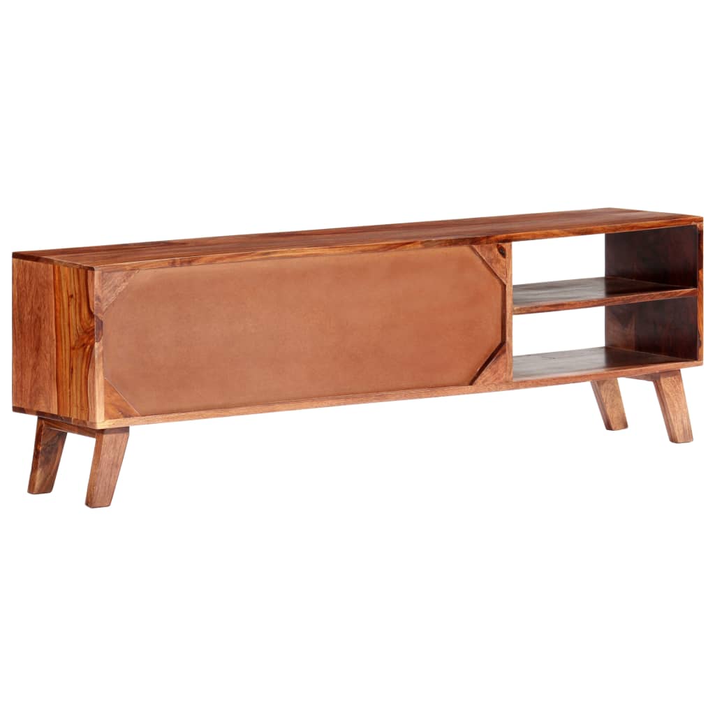 Tv-meubel 140x30x45 cm massief hout grijs is nu te koop bij PeponiXL, paradijselijk wonen!