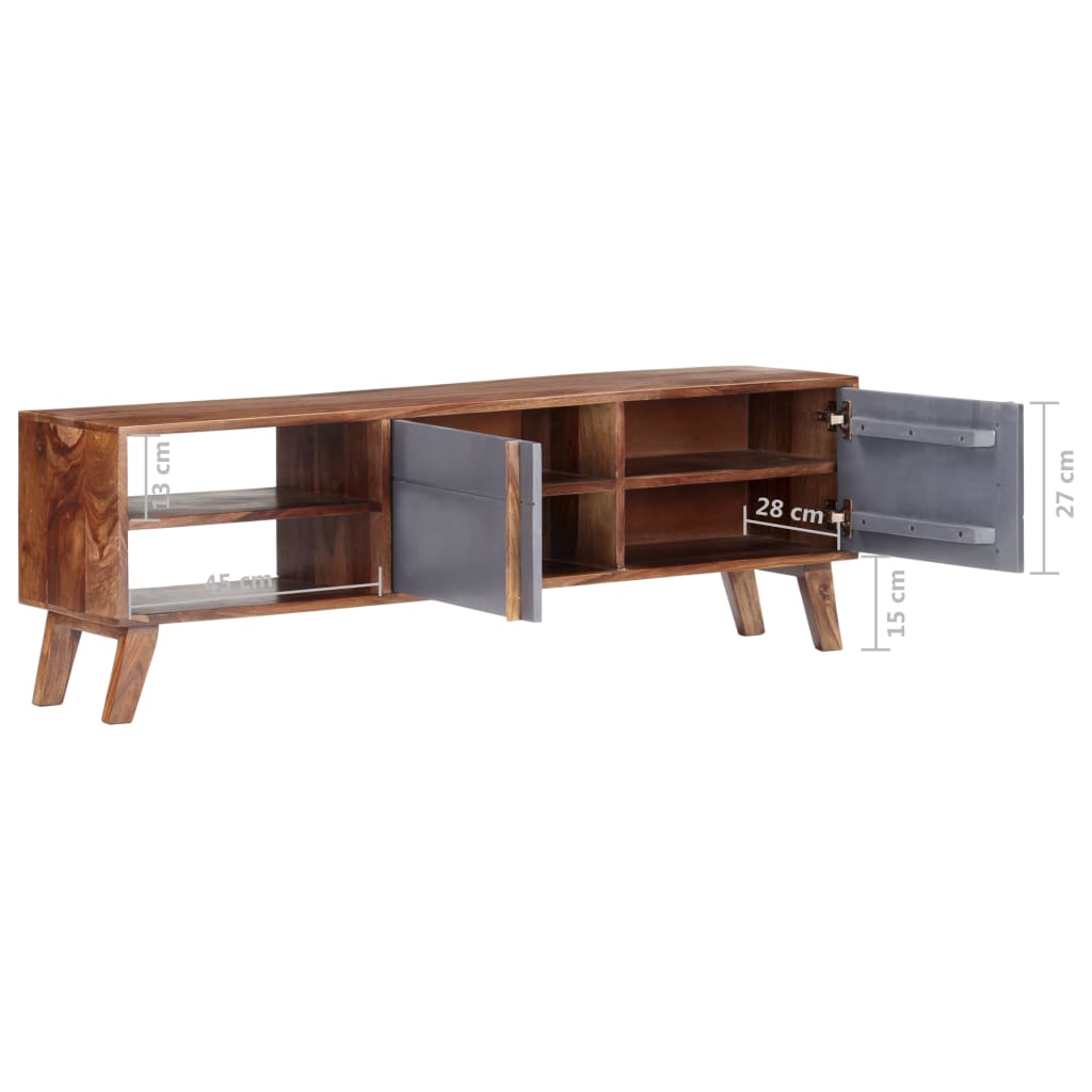 Tv-meubel 140x30x45 cm massief hout grijs is nu te koop bij PeponiXL, paradijselijk wonen!