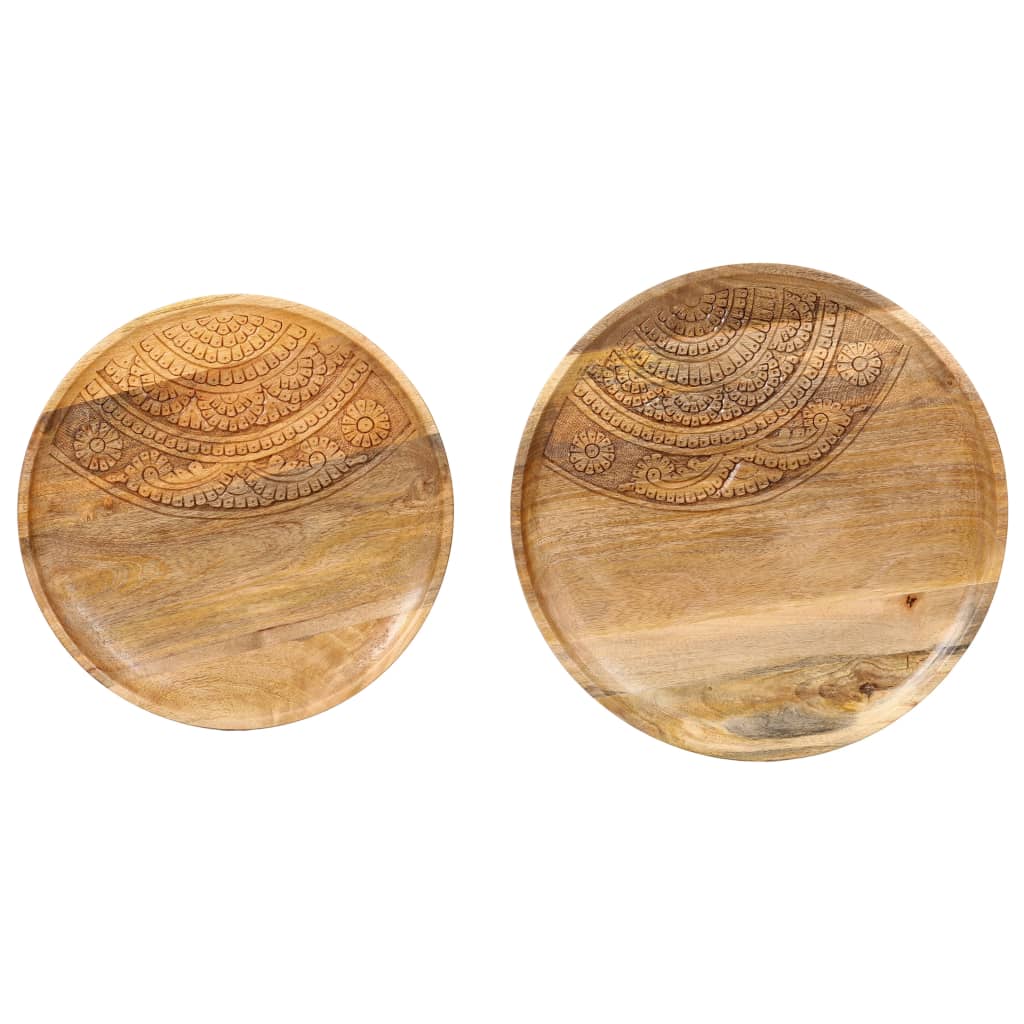 Bijzettafel rond 2 st massief mangohout en staal is nu te koop bij PeponiXL, paradijselijk wonen!