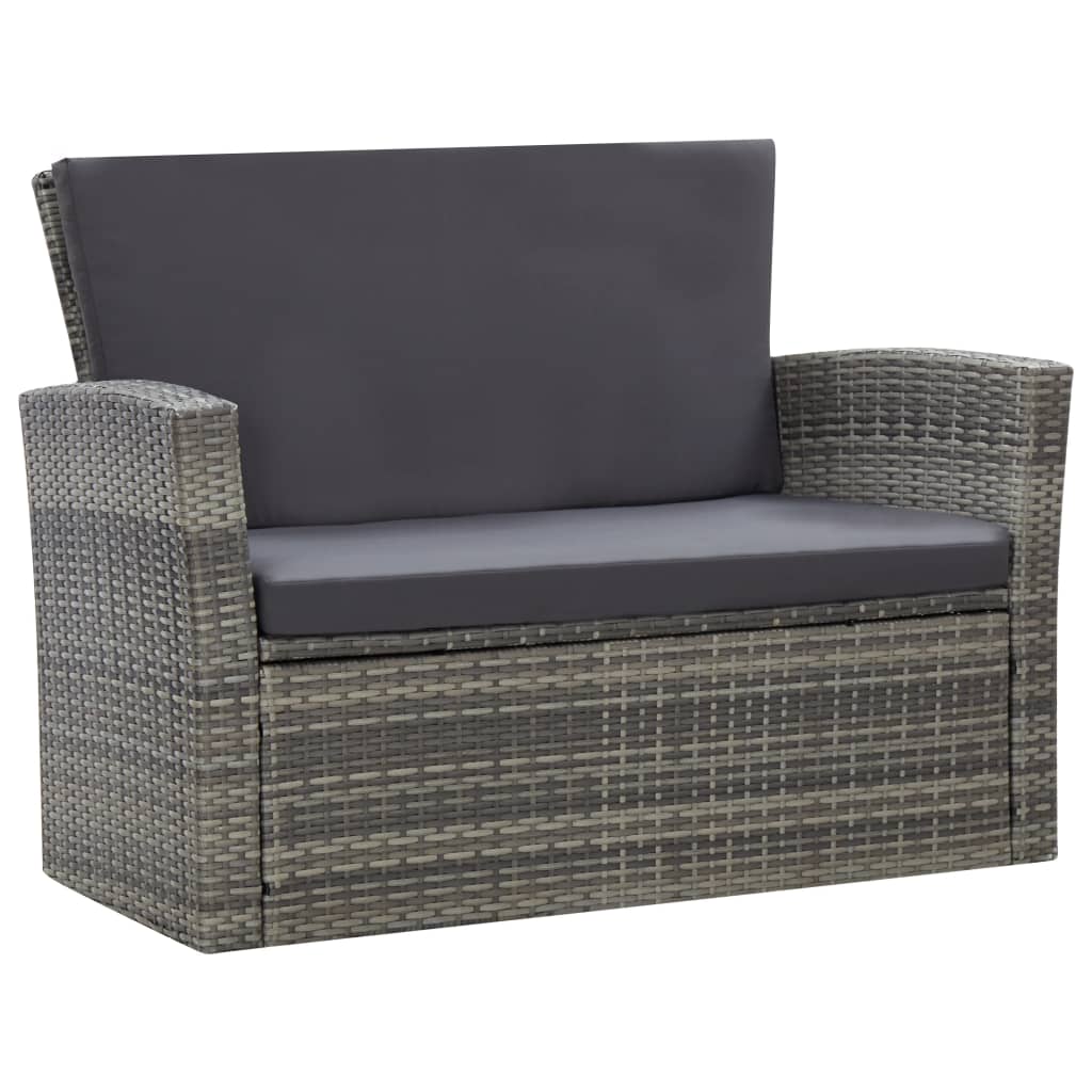 4-delige Loungeset met kussens poly rattan grijs is nu te koop bij PeponiXL, paradijselijk wonen!