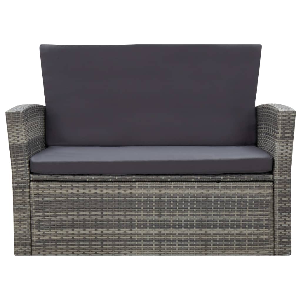 4-delige Loungeset met kussens poly rattan grijs is nu te koop bij PeponiXL, paradijselijk wonen!