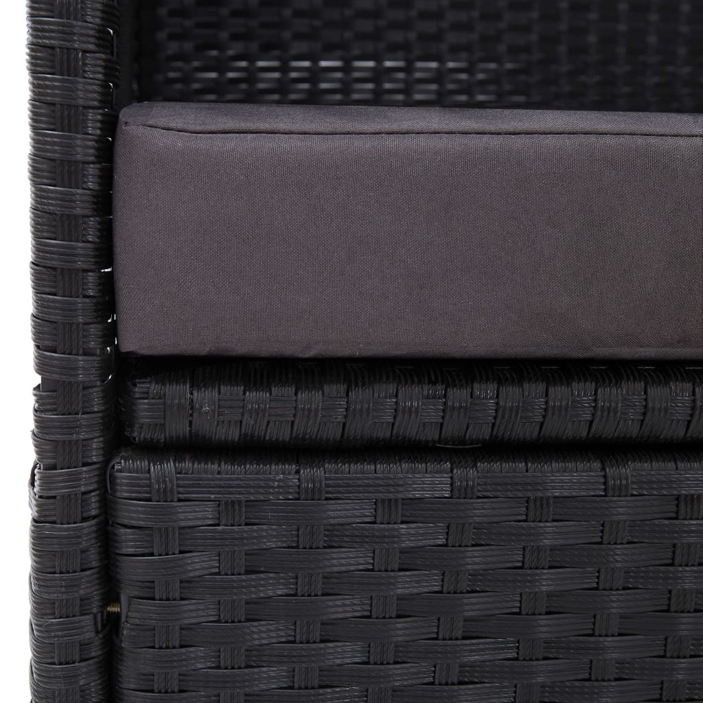Loungebank met luifel poly rattan zwart is nu te koop bij PeponiXL, paradijselijk wonen!