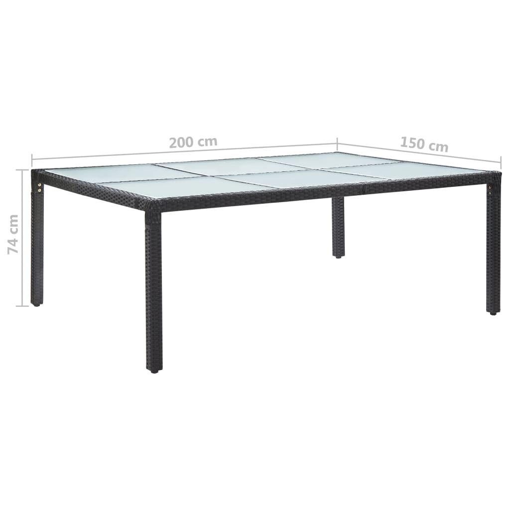 Tuintafel 200x150x74 cm poly rattan zwart is nu te koop bij PeponiXL, paradijselijk wonen!
