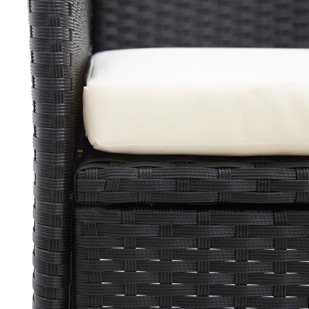 Tuinbank 2-zits met tafeltje 143 cm poly rattan zwart is nu te koop bij PeponiXL, paradijselijk wonen!