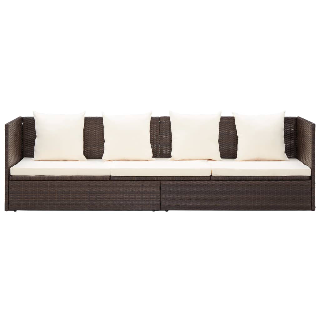 Tuinbed met kussens poly rattan bruin is nu te koop bij PeponiXL, paradijselijk wonen!