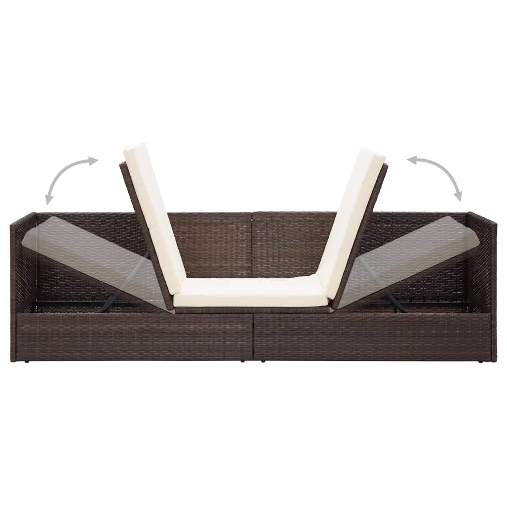 Tuinbed met kussens poly rattan bruin is nu te koop bij PeponiXL, paradijselijk wonen!