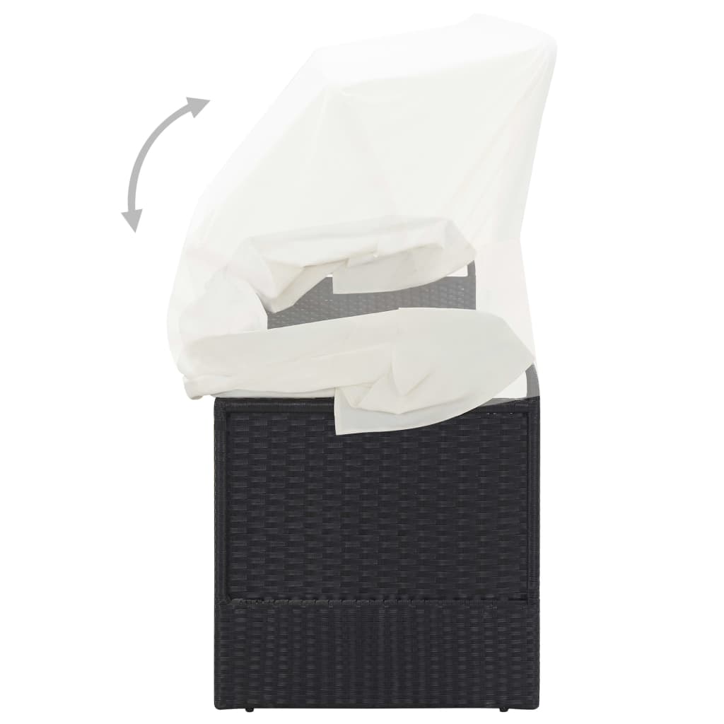 Tuinbank met luifel poly rattan zwart is nu te koop bij PeponiXL, paradijselijk wonen!