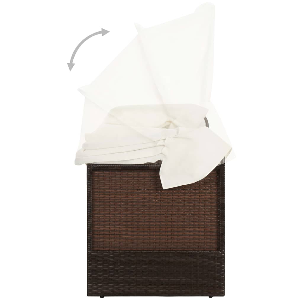 Tuinbank met luifel poly rattan bruin is nu te koop bij PeponiXL, paradijselijk wonen!