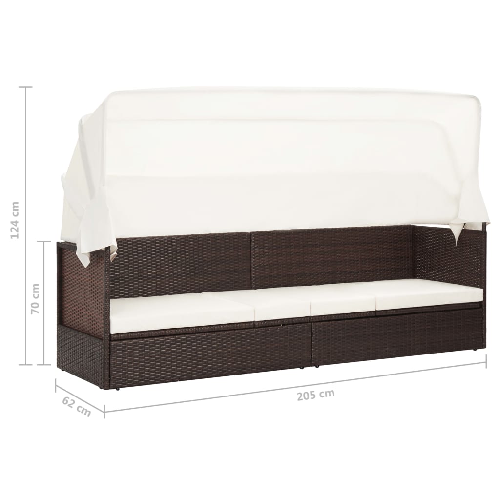 Tuinbank met luifel poly rattan bruin is nu te koop bij PeponiXL, paradijselijk wonen!