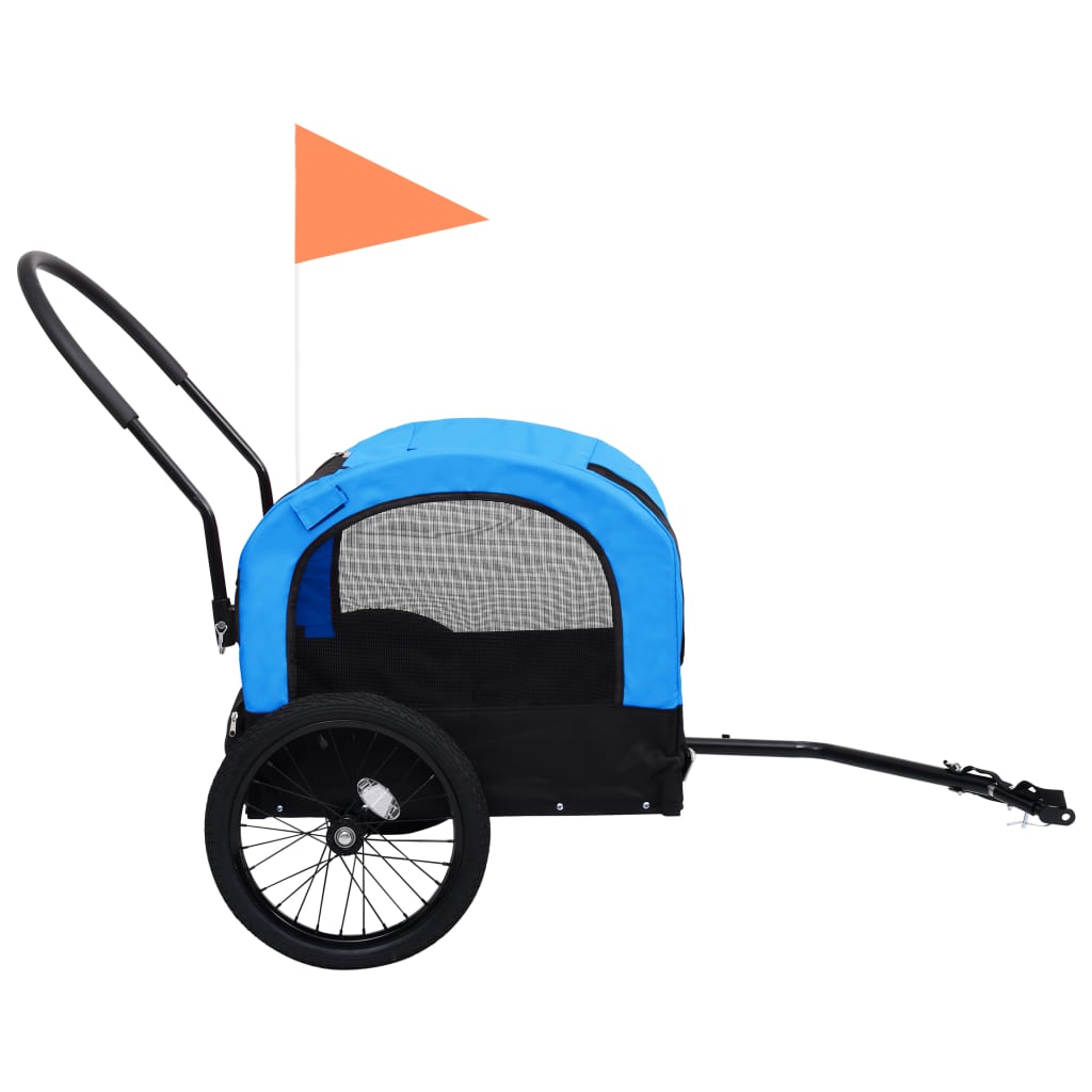 Fietstrailer en hondenwagen 2-in-1 blauw en zwart is nu te koop bij PeponiXL, paradijselijk wonen!