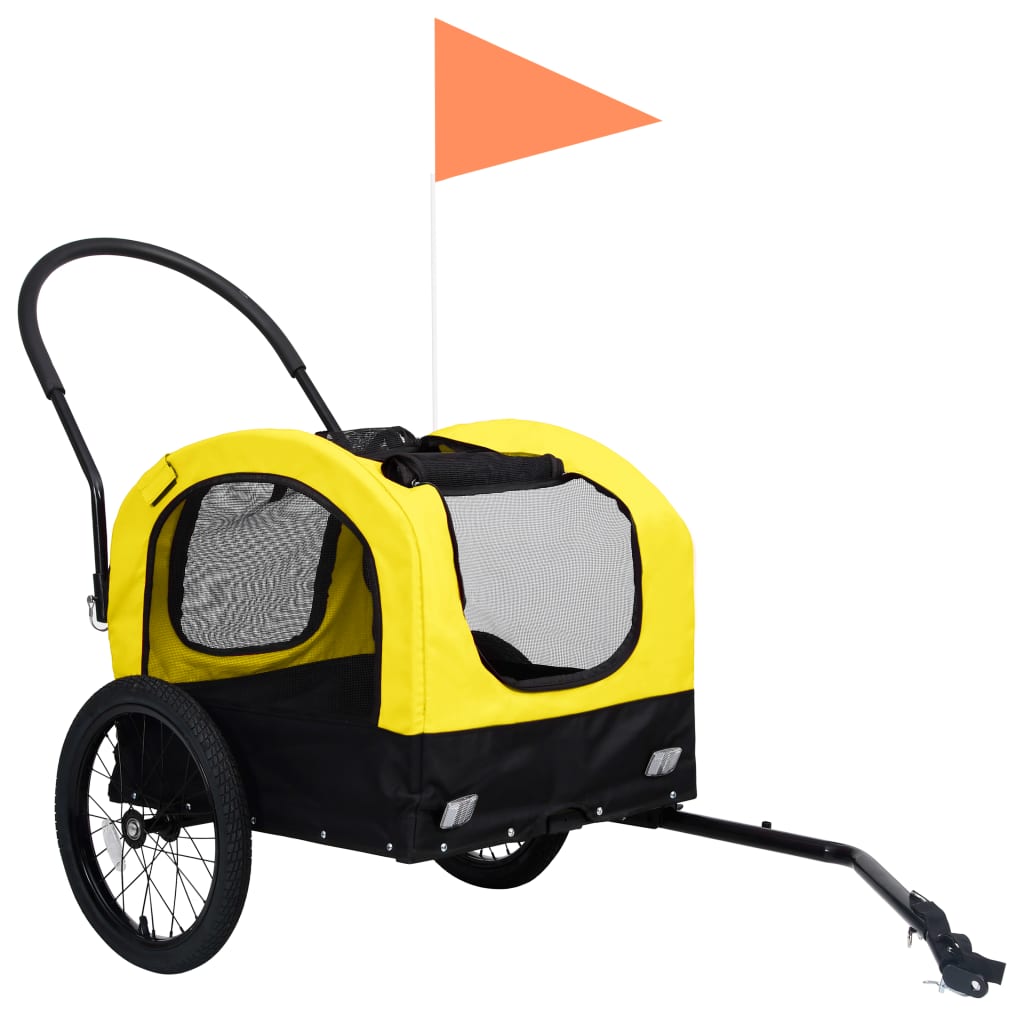 Fietstrailer en hondenwagen 2-in-1 geel en zwart is nu te koop bij PeponiXL, paradijselijk wonen!