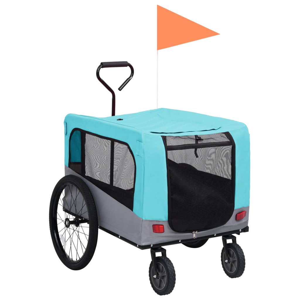 Fietstrailer en hondenwagen 2-in-1 blauw en grijs is nu te koop bij PeponiXL, paradijselijk wonen!