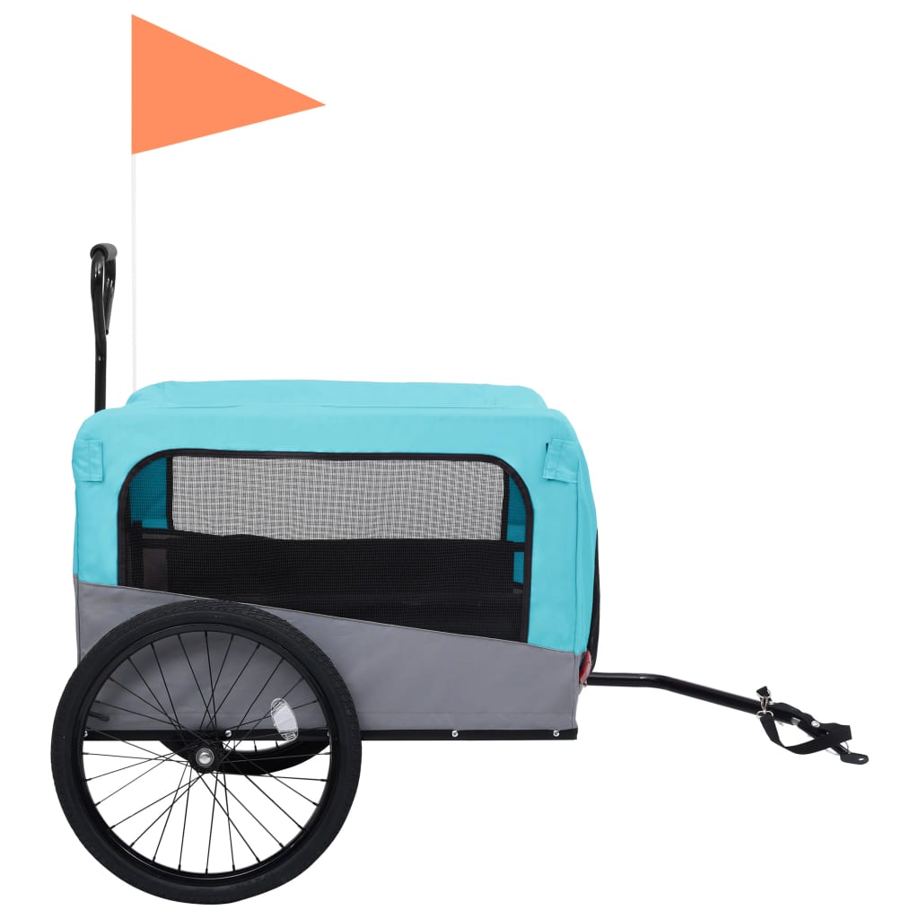 Fietstrailer en hondenwagen 2-in-1 blauw en grijs is nu te koop bij PeponiXL, paradijselijk wonen!